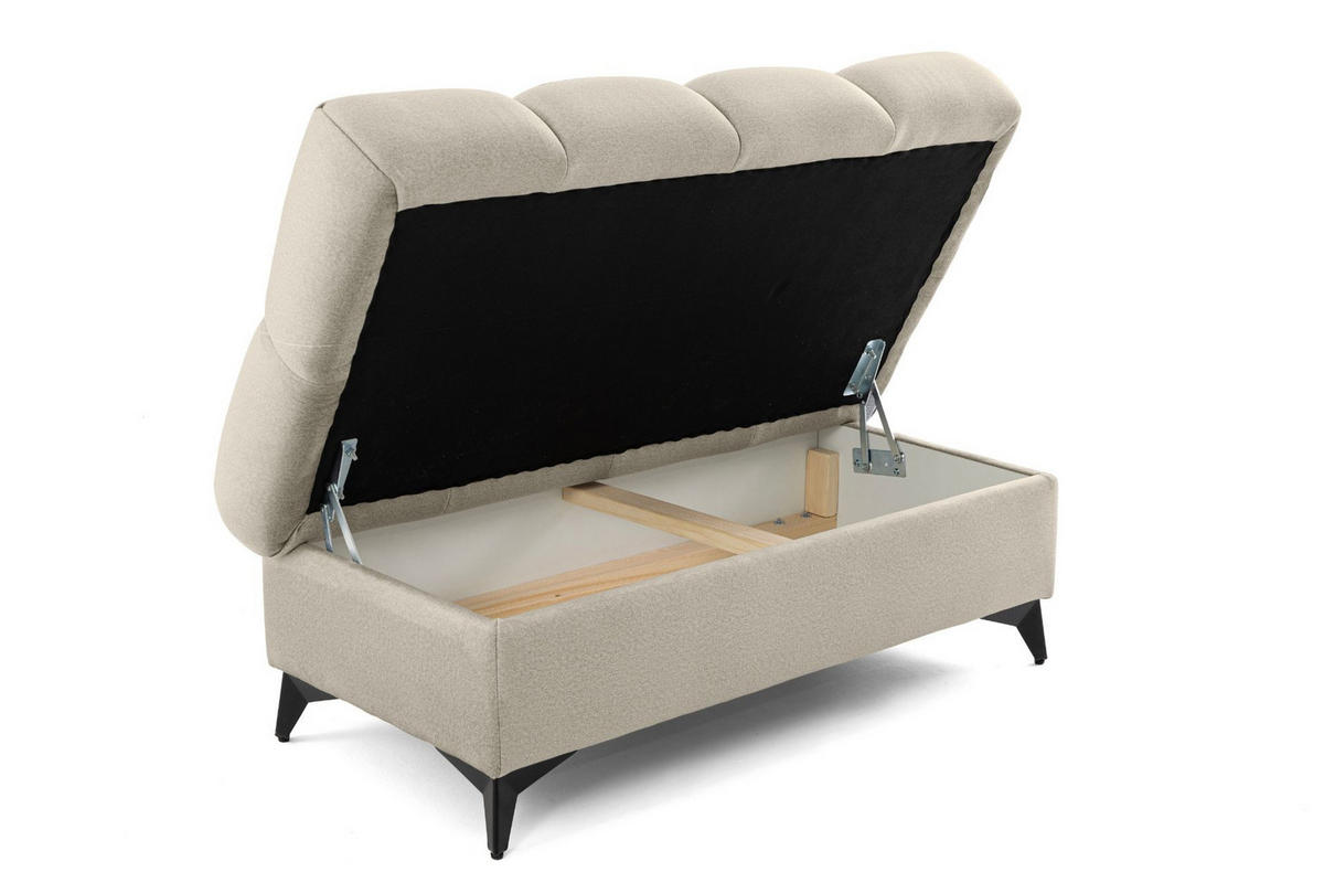 POUF PUDDING 110 x 60 cm Velours Creme - Creme/Schwarz, Holz/Textil (110/43/60cm) - Muffo