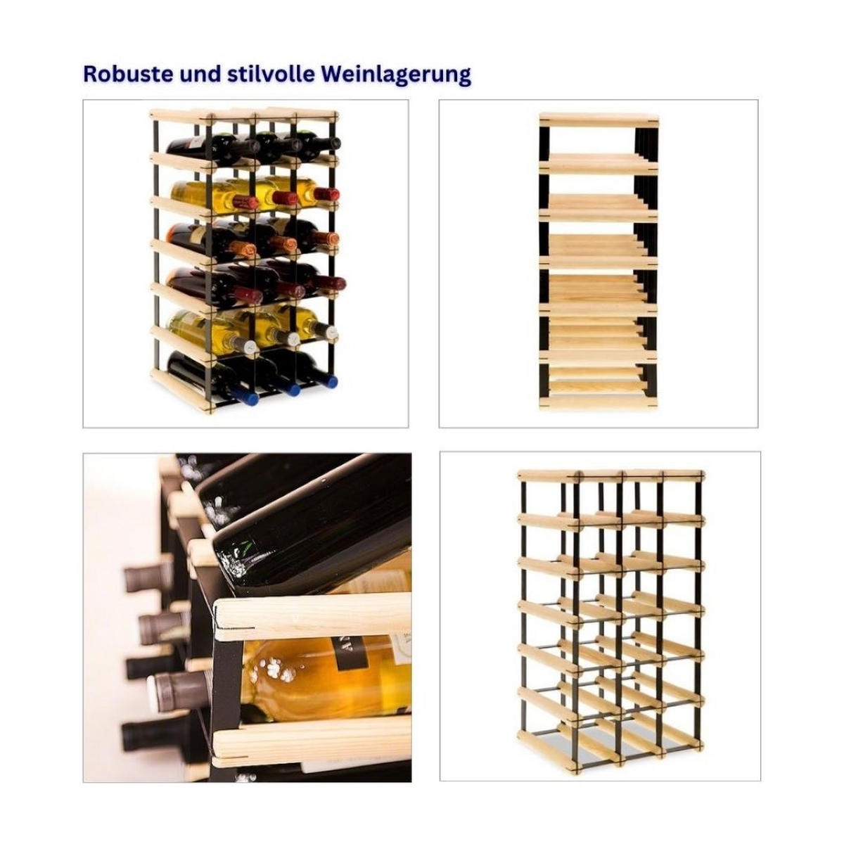 WEINREGAL Vinotega Mod Metal 62,5x32,5x24,5 cm 3x6 Flaschen Massives Kiefernholz Natur - Naturfarben, Holz (32.5/62.5/24.5cm) - PROREGAL