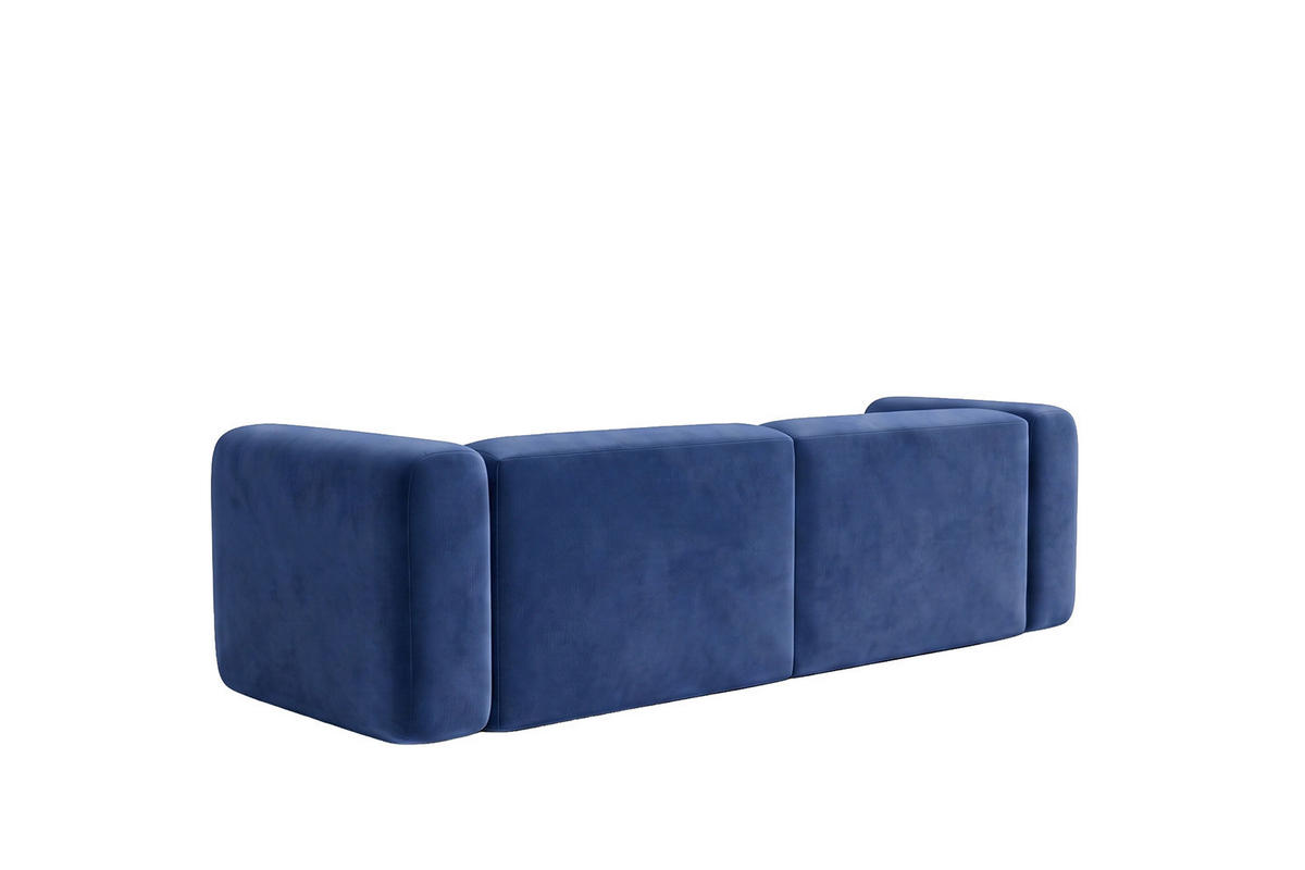 ECKSOFA L-Form mini, Velvet-Stoff Bluvel, Tintenblau, Links, GRETA - Blau, Holz (226/179cm) - Kaiser Möbel