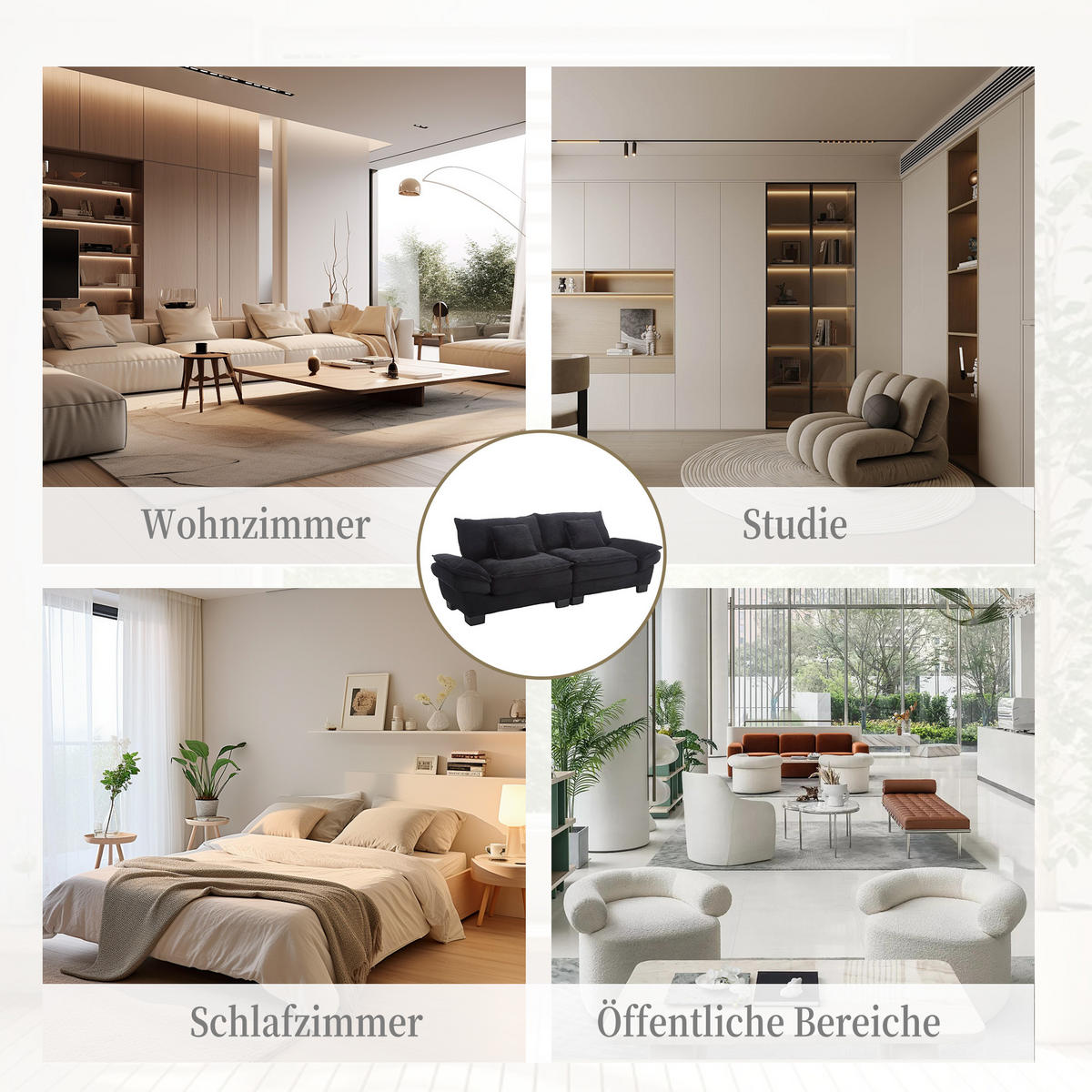 2-SITZER Sofa Samt mit ultratiefem Sitz 224/81/81 cm Schwarz - Schwarz, Textil (81/224/81cm) - Redom