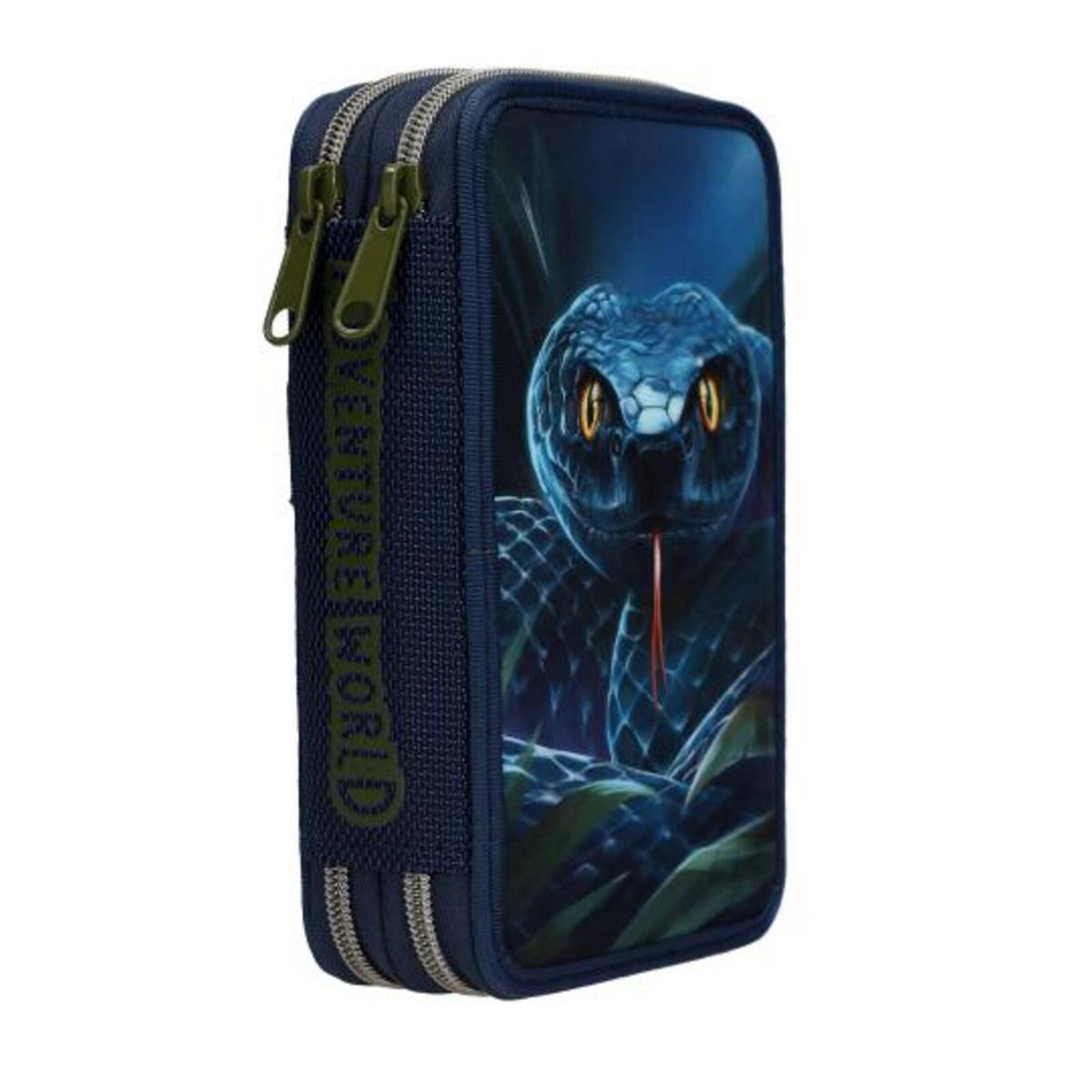 2-FACH FEDERTASCHE SCHLANGE Adventure World blau-grün 5,5 x 12 x 19 cm - Blau/Grün, Kunststoff (12/19/5.5cm) - Depesche Germany