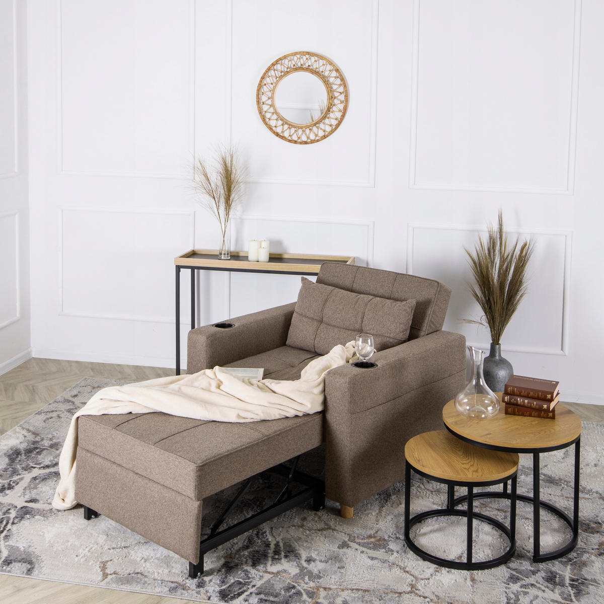 SCHLAFSESSEL SOLOR fürs Wohnzimmer Beige - Beige, Holz/Textil (99/84/92cm) - makarowski meble