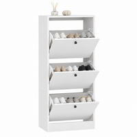 SCHUHSCHRANK mit 3 Klappen 47 x 28 x 115 cm Holz White - Weiß, Holz (28/115/47cm) - Beauniv