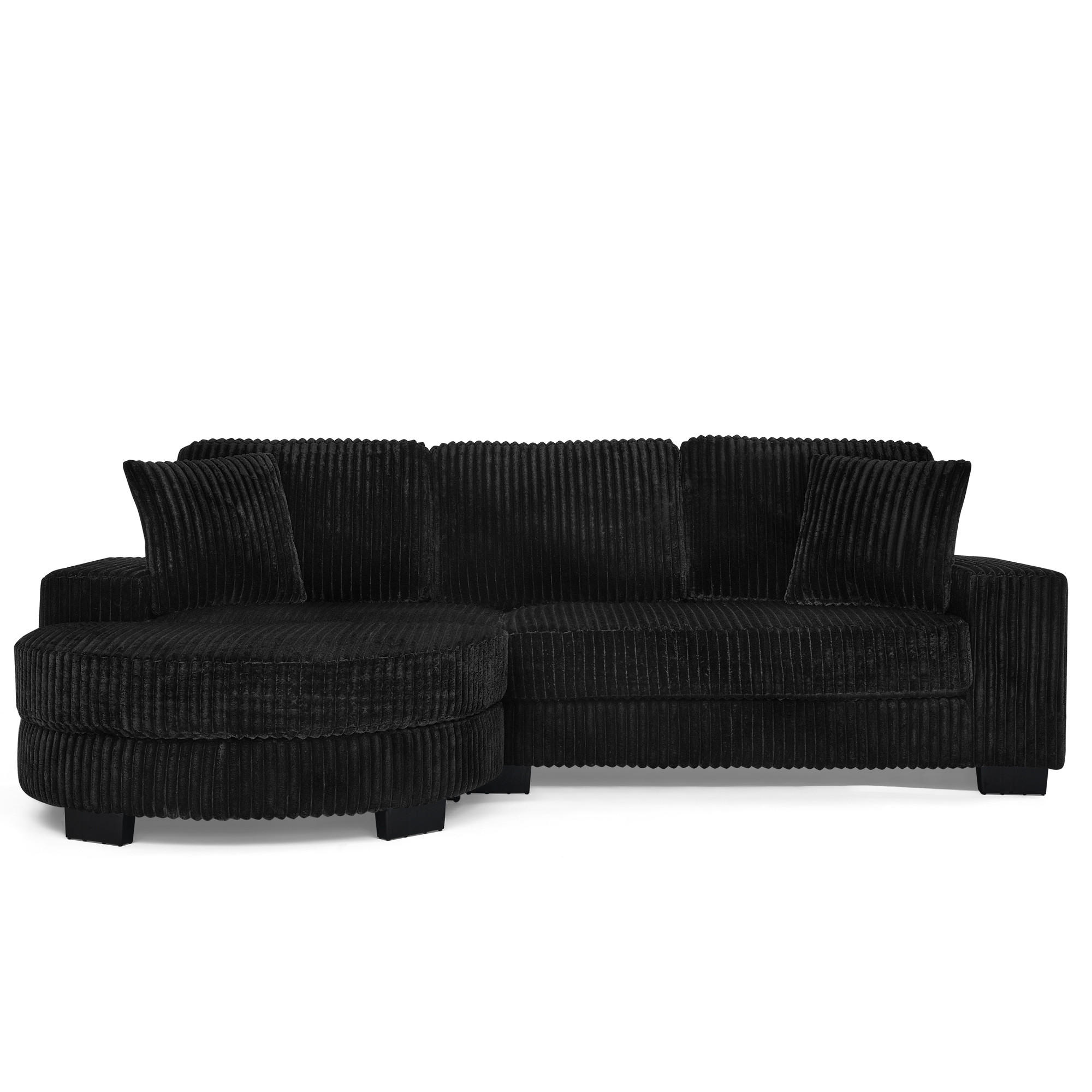 L-FÖRMIGES ECKSOFA Schwarz 256,5/133,5/89 cm 4-Sitzer mit Hocker - Schwarz, Kunststoff (256.5/133.5cm) - PANGIVO