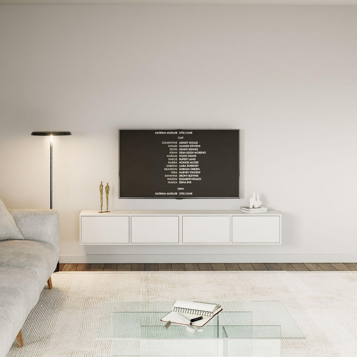 TV-LOWBOARD Framme hängend Weiß 200 cm - Weiß, Holzwerkstoff (201.2/30/30cm) - Selsey