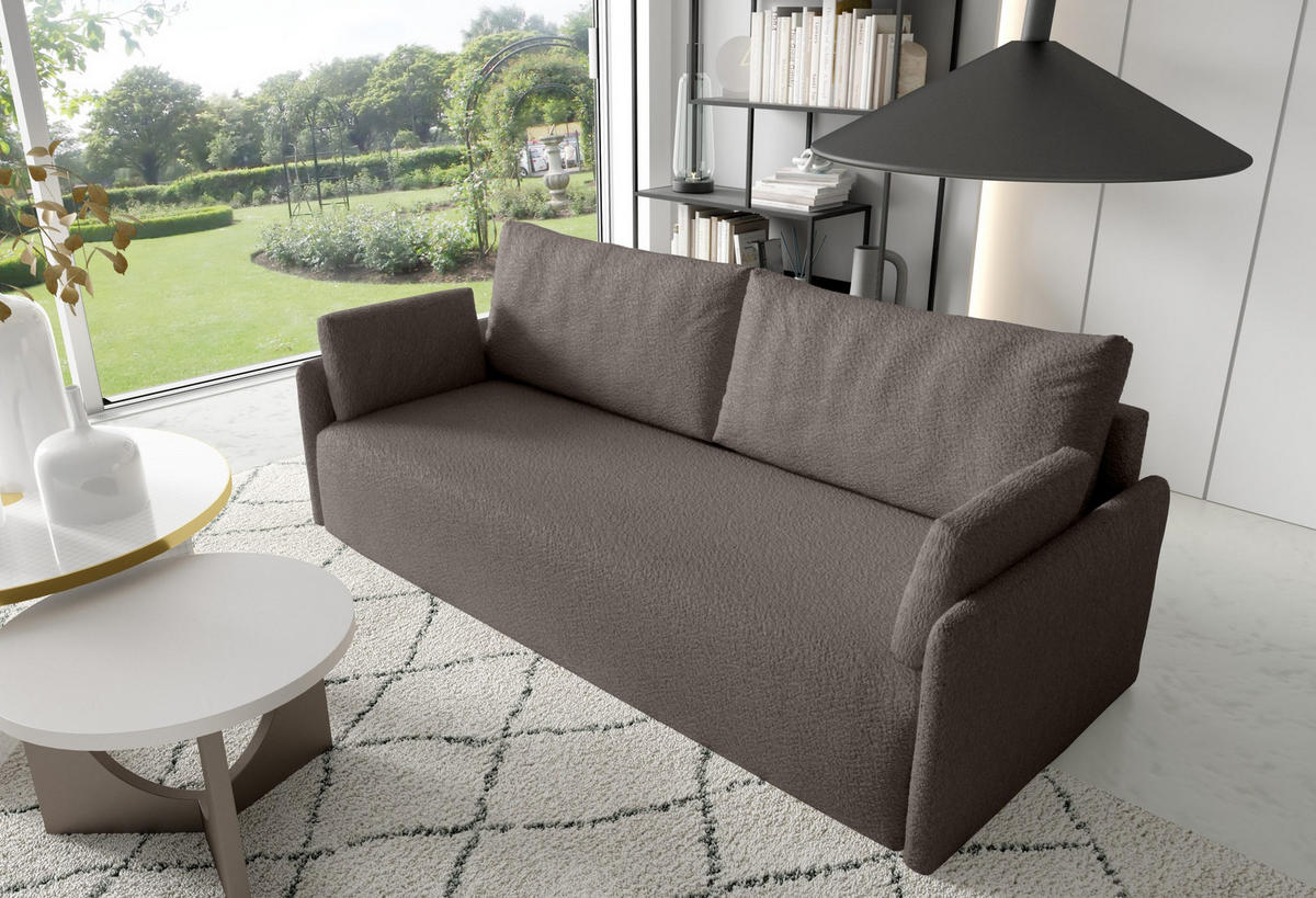SOFA aus Bouclé-Stoff Femmo 4 Sitzer, Dunkelbraun - Dunkelbraun, Textil (86/91/205cm) - Fedve