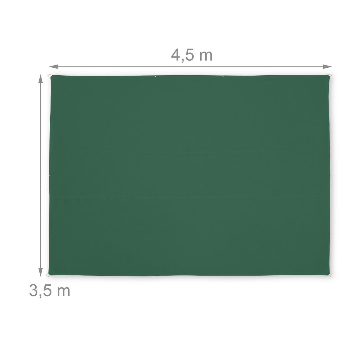 SONNENSEGEL - Dunkelgrün, Textil/Metall (350/450cm) - Relaxdays