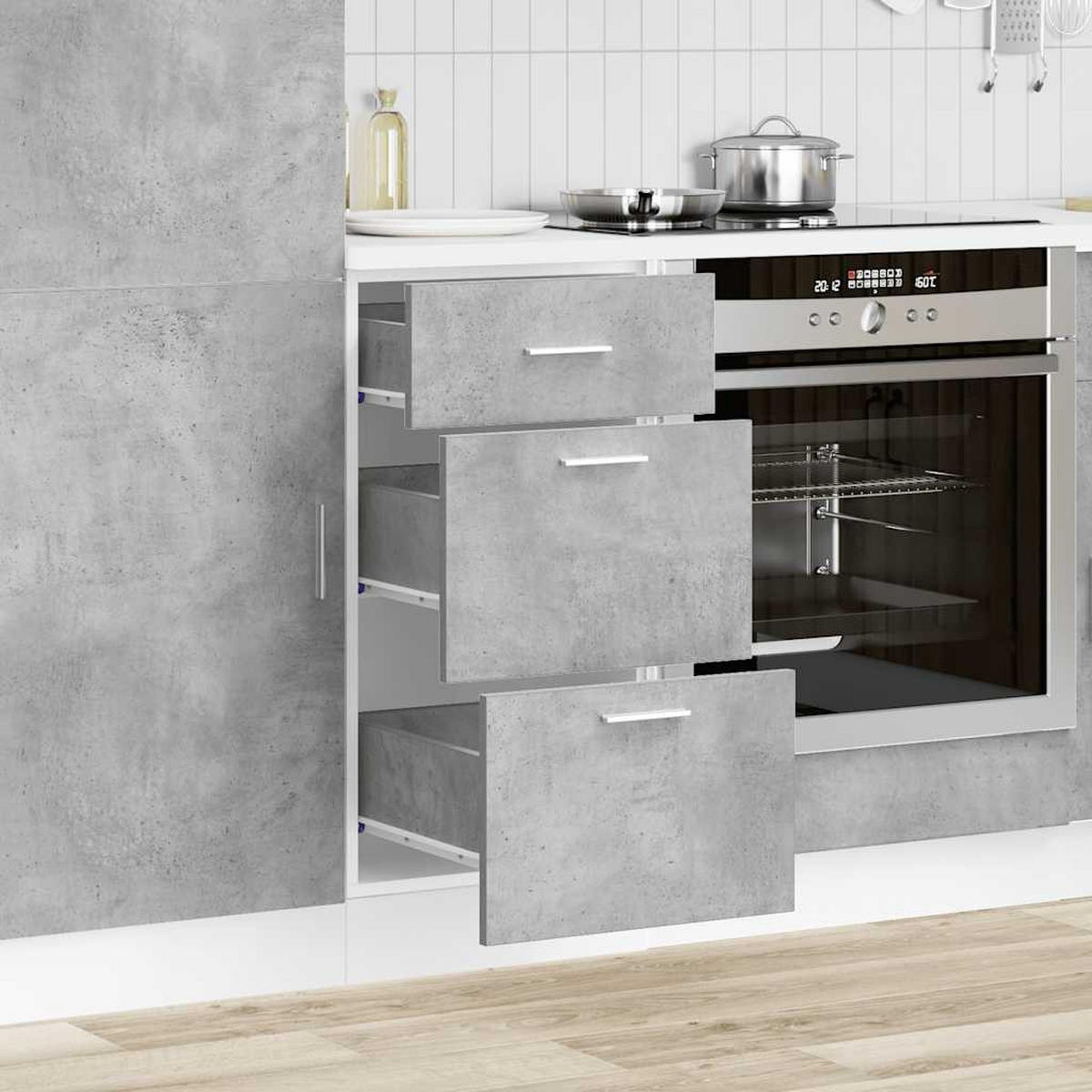 UNTERSCHRANK Lyon Betongrau 40/46/81,5 Cm Holzwerkstoff - Grau, Holzwerkstoff (46/81.5/40cm) - vidaXL