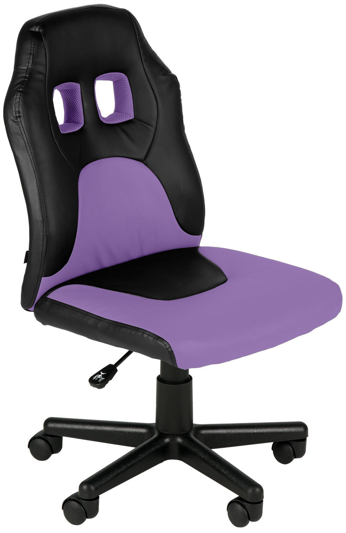 JUGENDDREHSTUHL Lederlook Schwarz/Lila - Lila/Schwarz, Kunststoff/Textil (56/83/59cm) - CLP