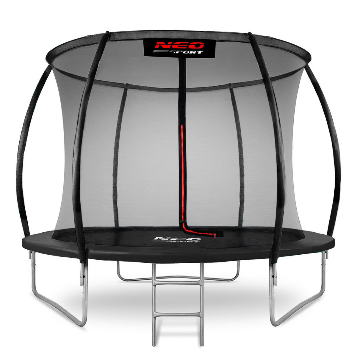 PROFILIERTES Gartentrampolin 8 ft/252 cm mit Innennetz - Schwarz, Metall (252/252cm)