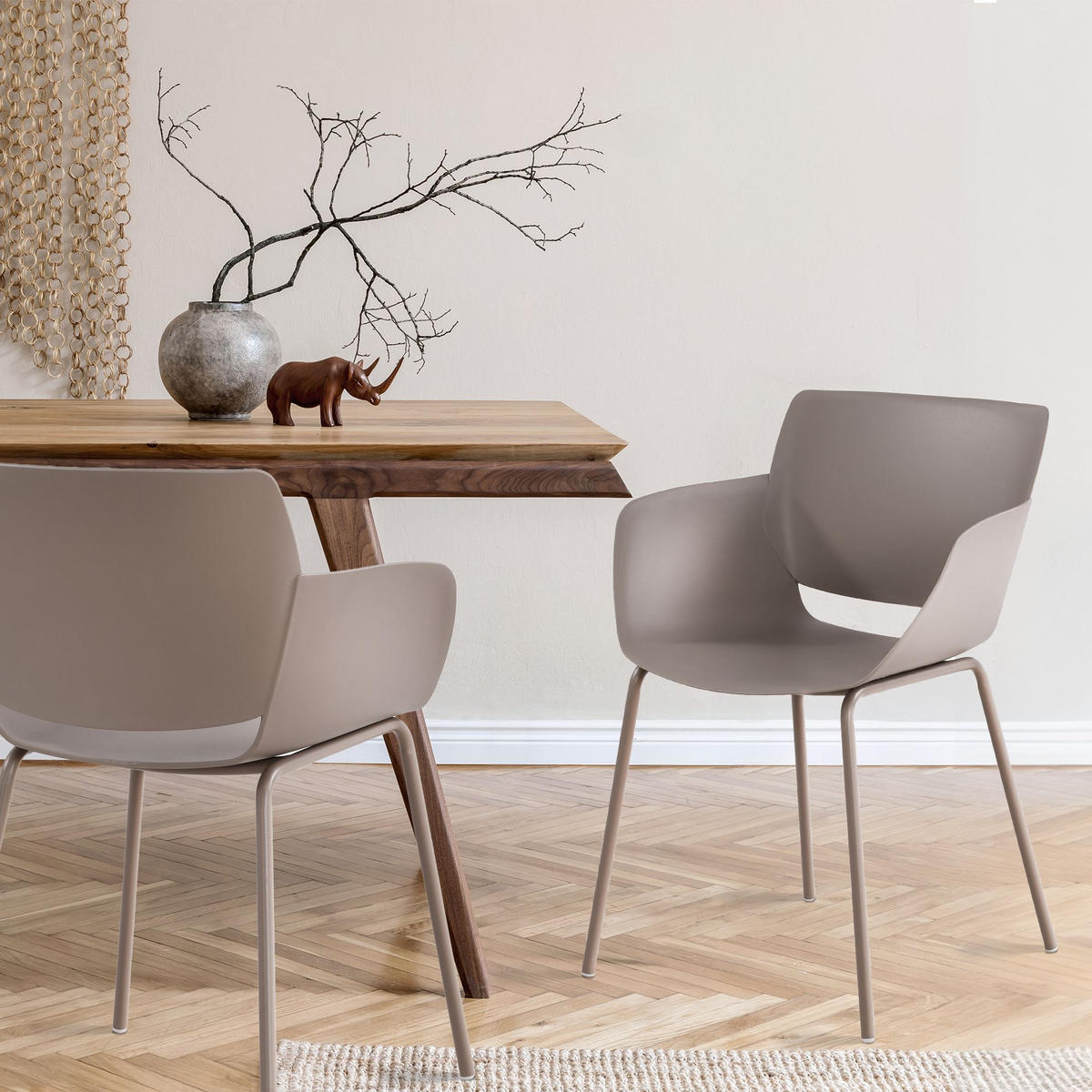 STUHL Kunststoff taupe - Taupe, Kunststoff/Metall (58/80/54cm) - CLP