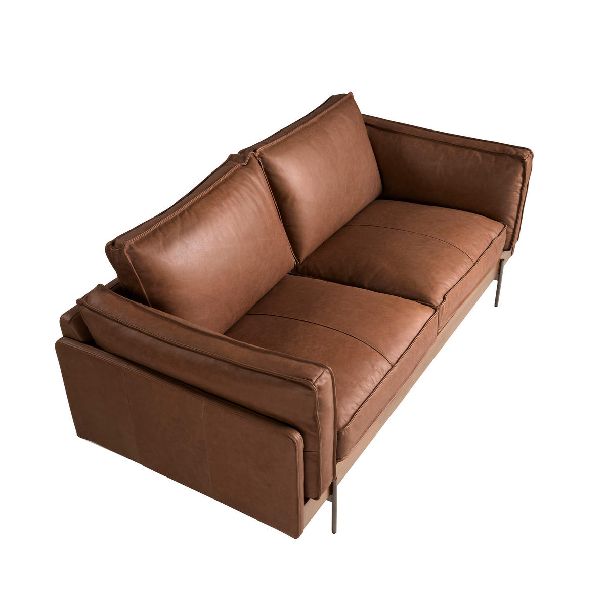 SOFA 2-Sitzer-Sofa in Leder tabakbraun 184/86/79 cm - Braun, Leder (184/79/86cm) - ANGEL CERDA