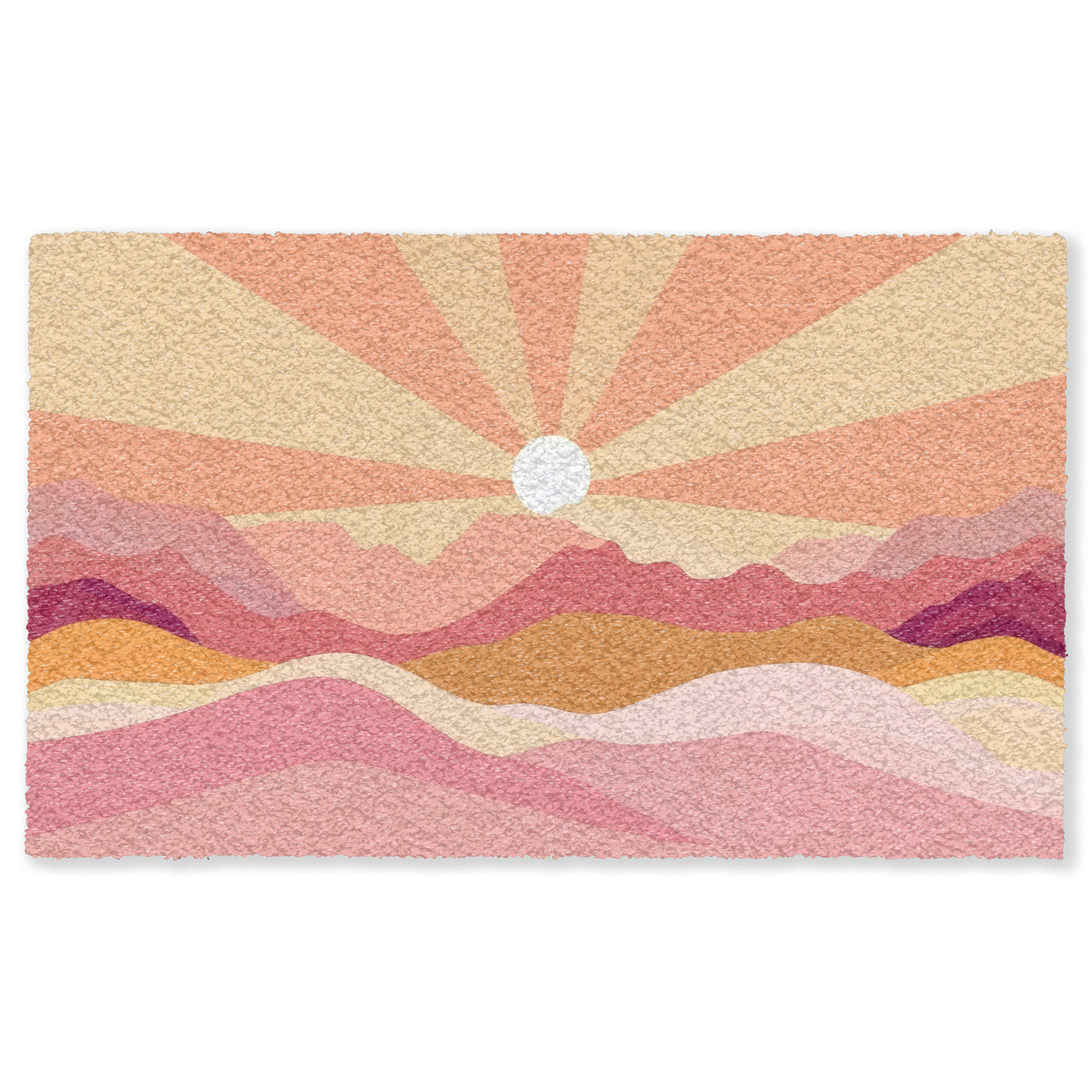 FUSSMATTE Berge - Abstrakt - Sonnenstrahlen - Rosa Sauberlaufmatte 150x90 cm - Rosa, Kunststoff (150/90cm) - MuchoWow