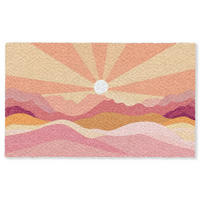 FUSSMATTE Berge - Abstrakt - Sonnenstrahlen - Rosa Sauberlaufmatte 150x90 cm - Rosa, Kunststoff (150/90cm) - MuchoWow