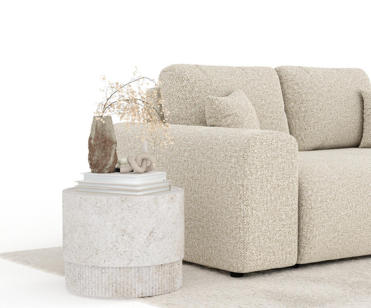 2-SITZER-SOFA Zanzibar Beige Plüschstoff - Beige/Schwarz, Holz/Holzwerkstoff (178/79/108cm) - Maison de Reve