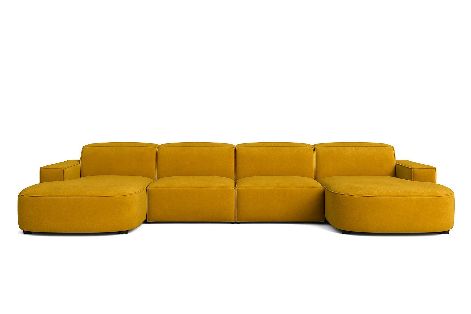 ECKSOFA Cursal Round U-Form, Stoff Salvador, Gelb - Gelb, Holz (364/166cm) - Kaiser Möbel