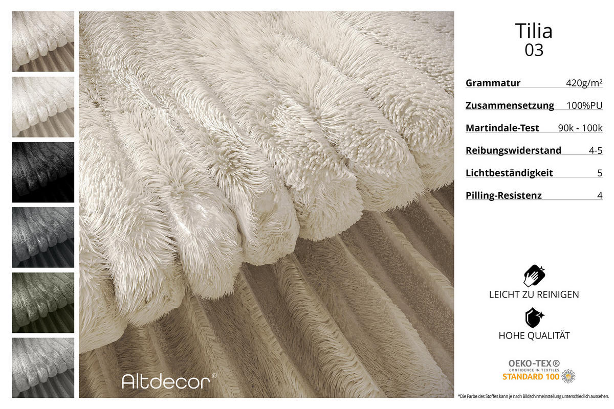 ECKSOFA mit Schlaffunktion und Bettkasten LIRA-L - 264x172x89 Creme - Ecru, Holzwerkstoff/Textil (264/172cm) - ALTDECOR