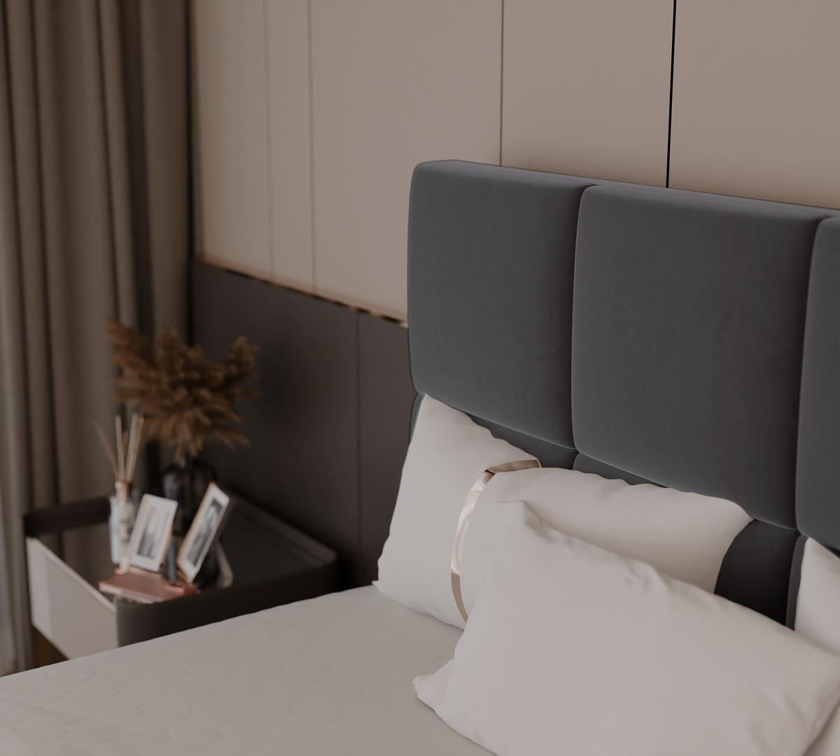 BOXBETT 120x200 cm mit Topper - Dunkelgrau, Textil (180/200cm) - Idohome