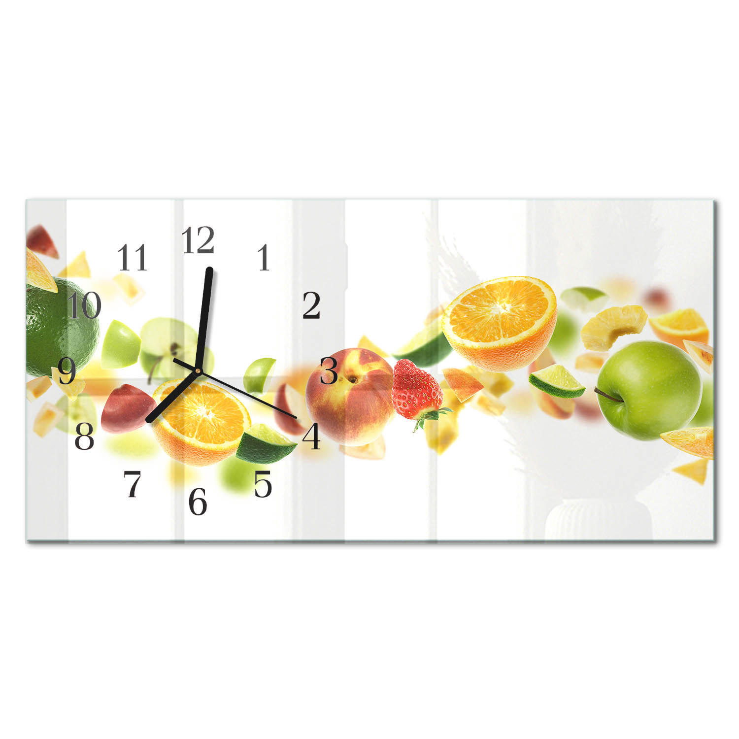 WANDUHR aus Glas 60x30 cm - Fruchtmischung - Gelb, Glas (60/30/0.4cm) - TULUP