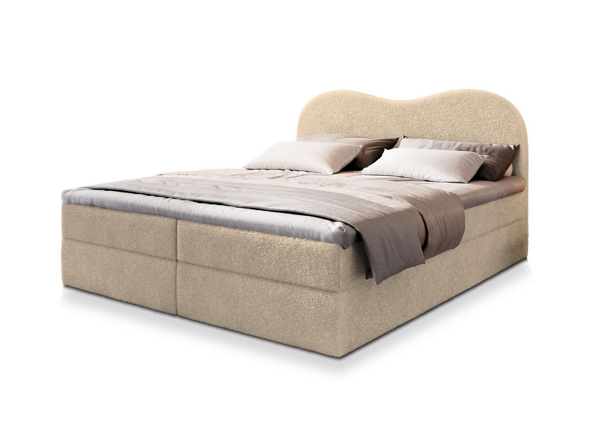 POSTEL BOXSPRING FLUVIA 180x200 cm, s matrací a úložným prostorem, krémová - krémová, kompozitní dřevo/textil (180/200cm) - MASSENO