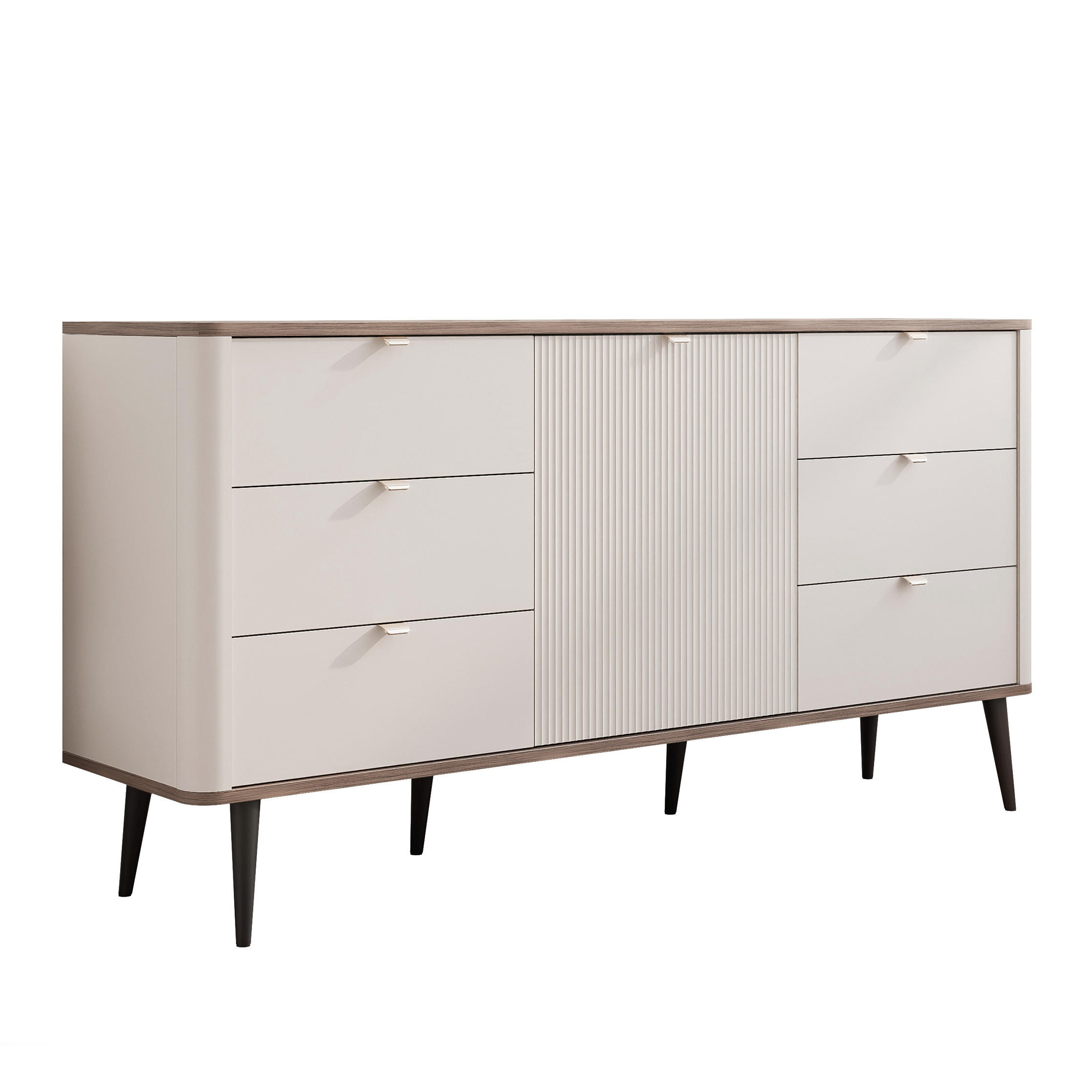 KOMMODE mit Schubladen NAVANI 160 cm Kaschmir Nuss - Kaschmir/Nussbaumfarben, Holzwerkstoff (160/82/40cm) - Idohome