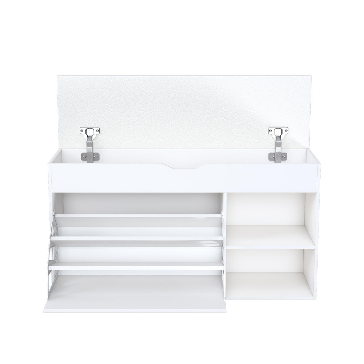 SCHUHBANK in Weiß Flurbank mit verstecktem Staufach für Eingangsbereiche und Wohnzimmer, B100/D30/H52cm - Weiß, Holzwerkstoff (100/52/30cm) - STILVORA
