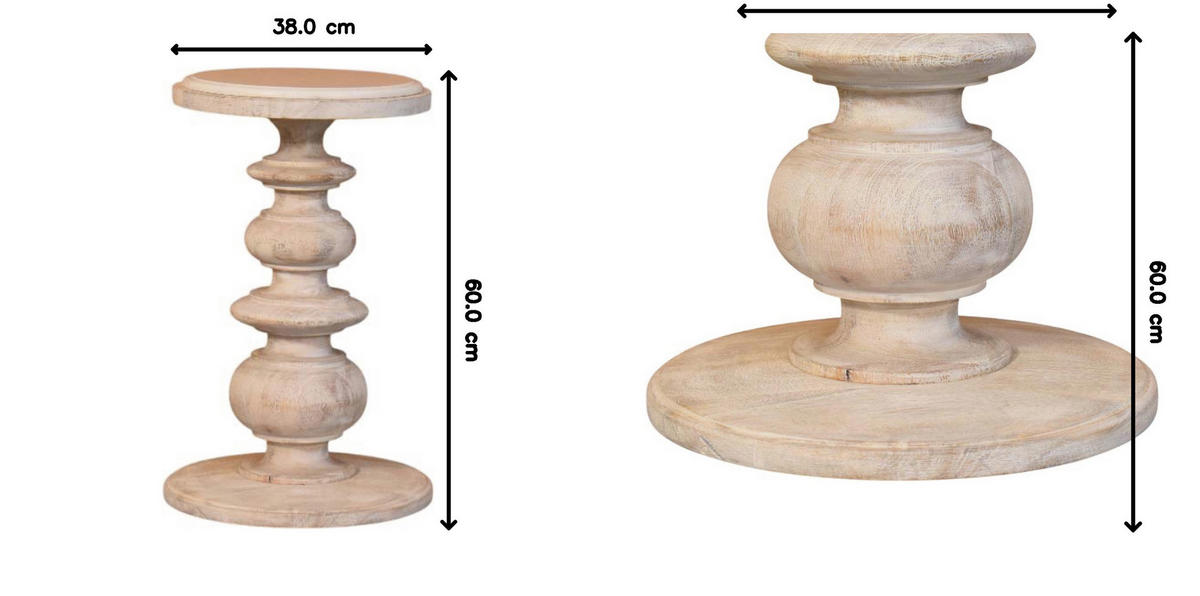 AKZENTTISCH mit Salted-Oak-Finish, Marmorplatte oben, weiß - Weiß, Holz (38/38/60cm) - Artisan Furniture