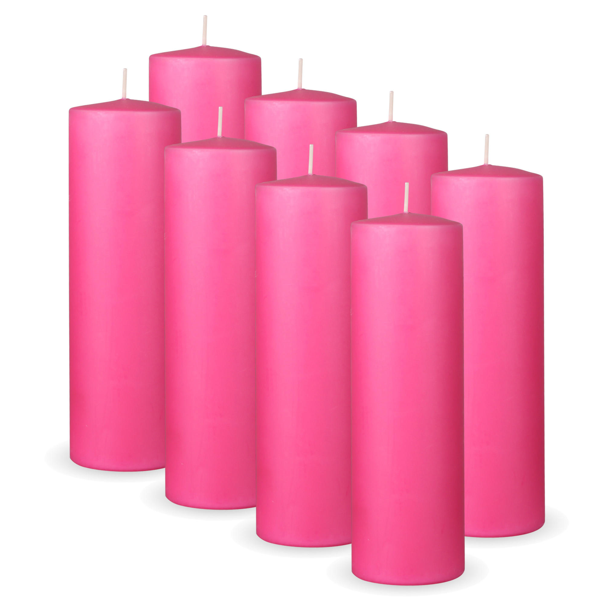 STUMPENKERZEN 8er Pack "Rosa", Größe Ø7cm x Höhe: 20 cm - Rosa, Naturmaterialien (7/20cm) - Bestlivings