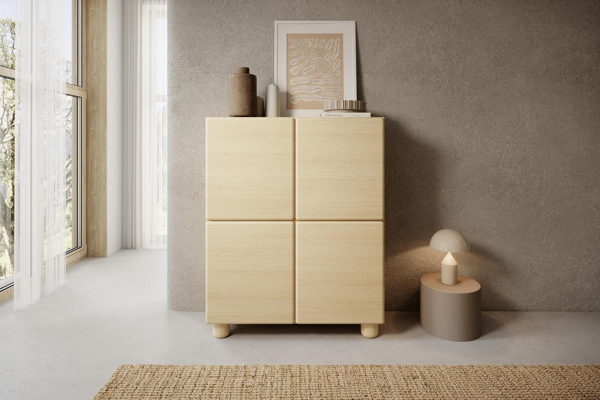 HIGHBOARD Olmo Vicenza Eiche, vierürige Kommode - Alteiche, Holzwerkstoff (100/125/38cm) - Bettso