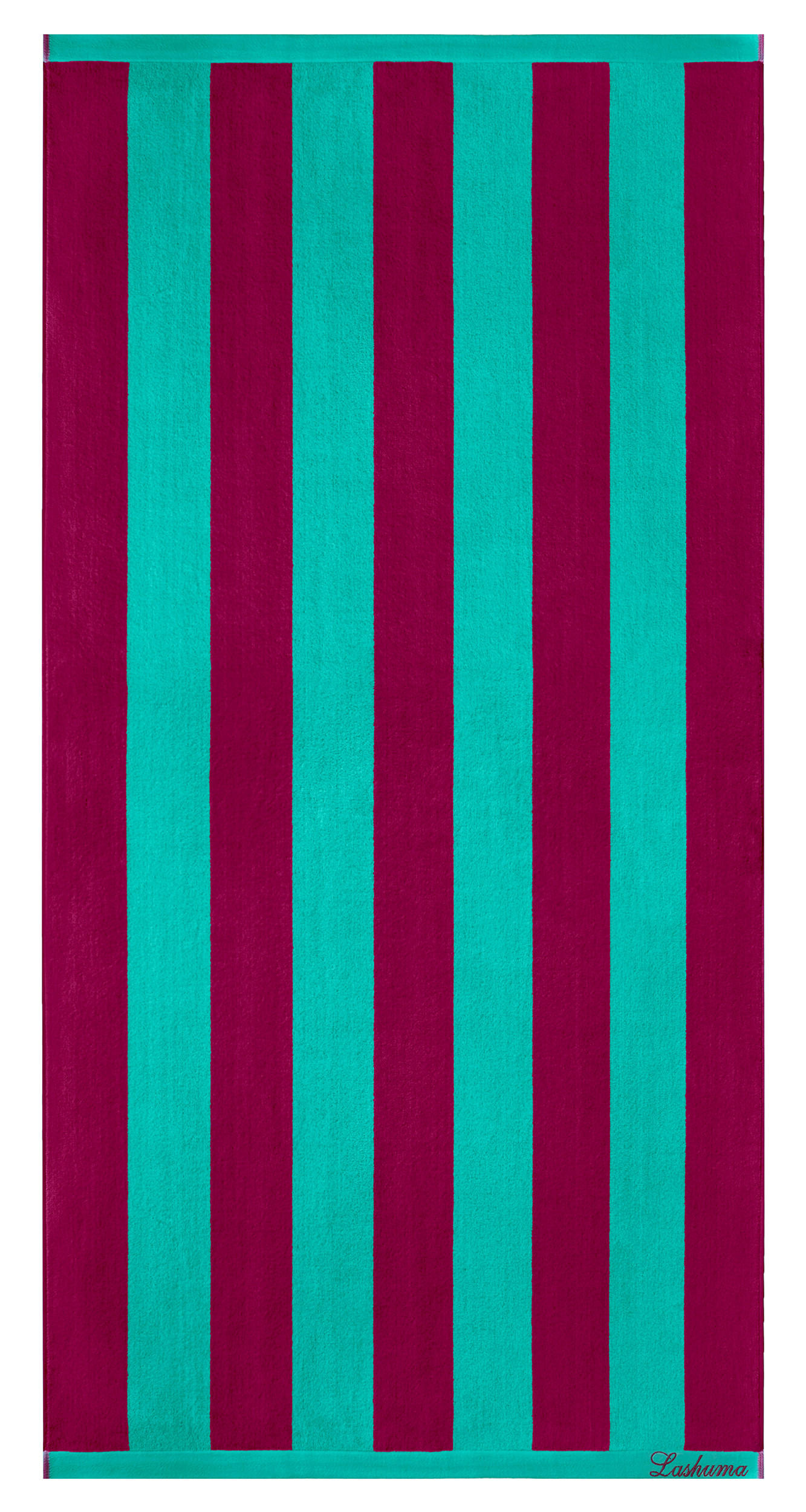 STRANDTUCH Merlot 90x180 cm - Kirschrot/Grün, Naturmaterialien (90/180cm) - Lashuma