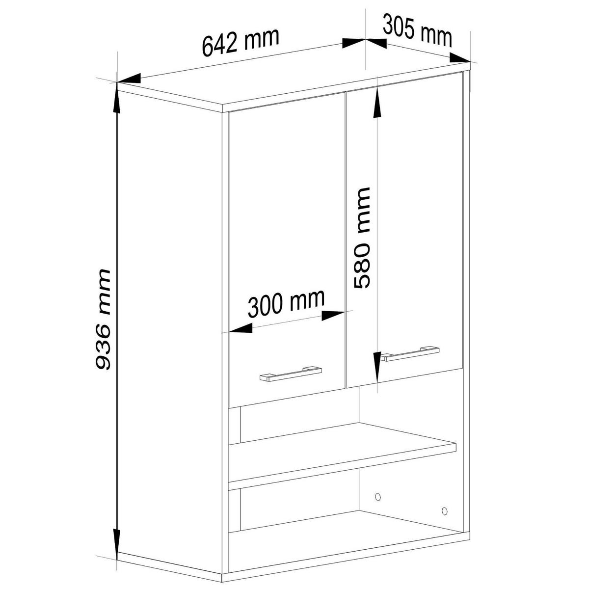 HÄNGESCHRANK Graphitgrau 64x94x30 cm - Silberfarben/Graphitfarben, Holzwerkstoff/Kunststoff (64/94/30cm) - Akord
