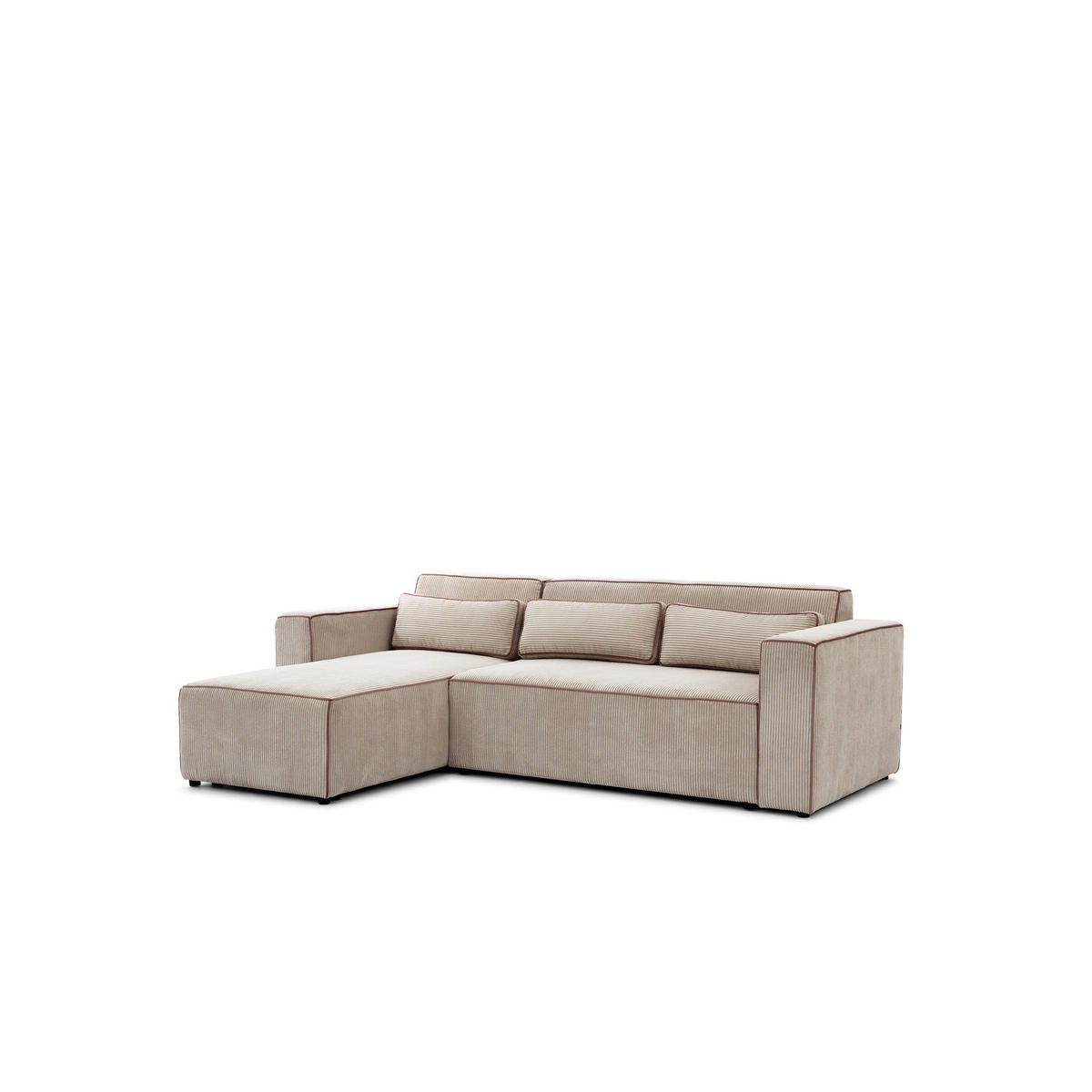 ECKSOFA Schlafsofa Waldo In Poso - Beige, Holzwerkstoff/Textil (260/173cm) - Fun Möbel