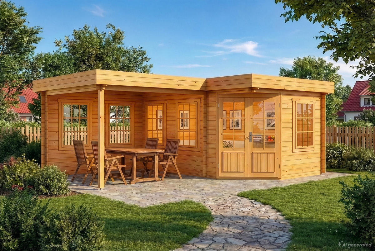 GARTENHAUS Holz Pepe - Pinienfarben, Holz (618/228/462cm) - Alpholz