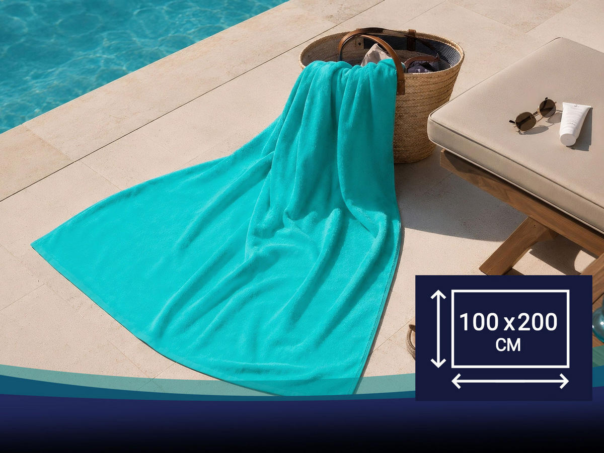 STRANDTUCH, 100x200 cm, 100% Baumwolle, Blau - Blau, Textil (100/200cm) - Zollner