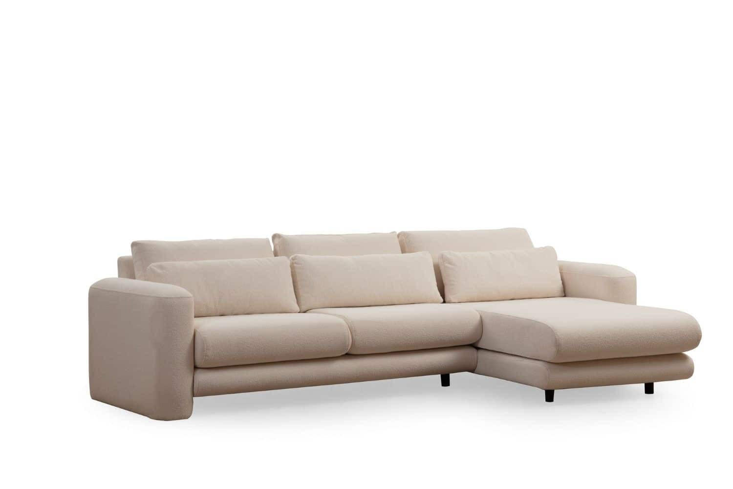 ECKSOFA mit losen Rückenkissen - Creme/Schwarz, Holz/Kunststoff (165/290cm) - myHomelando