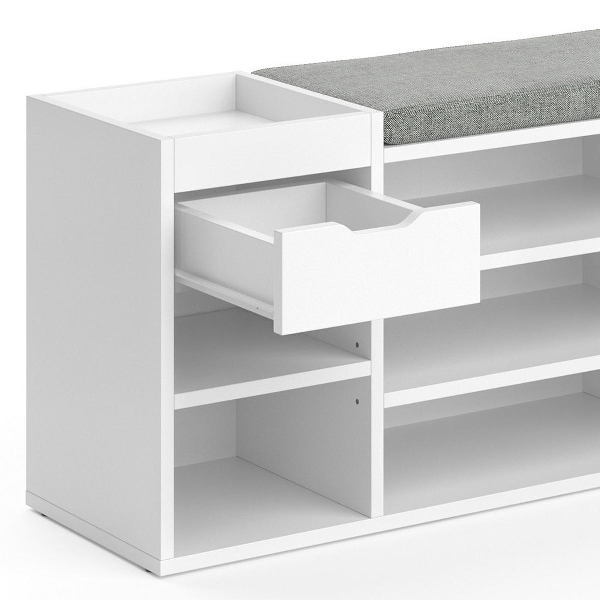 SCHUHBANK Eleon Weiß 101.1 x 45 cm - Weiß, Holzwerkstoff (101.1/45/29.5cm) - Vicco