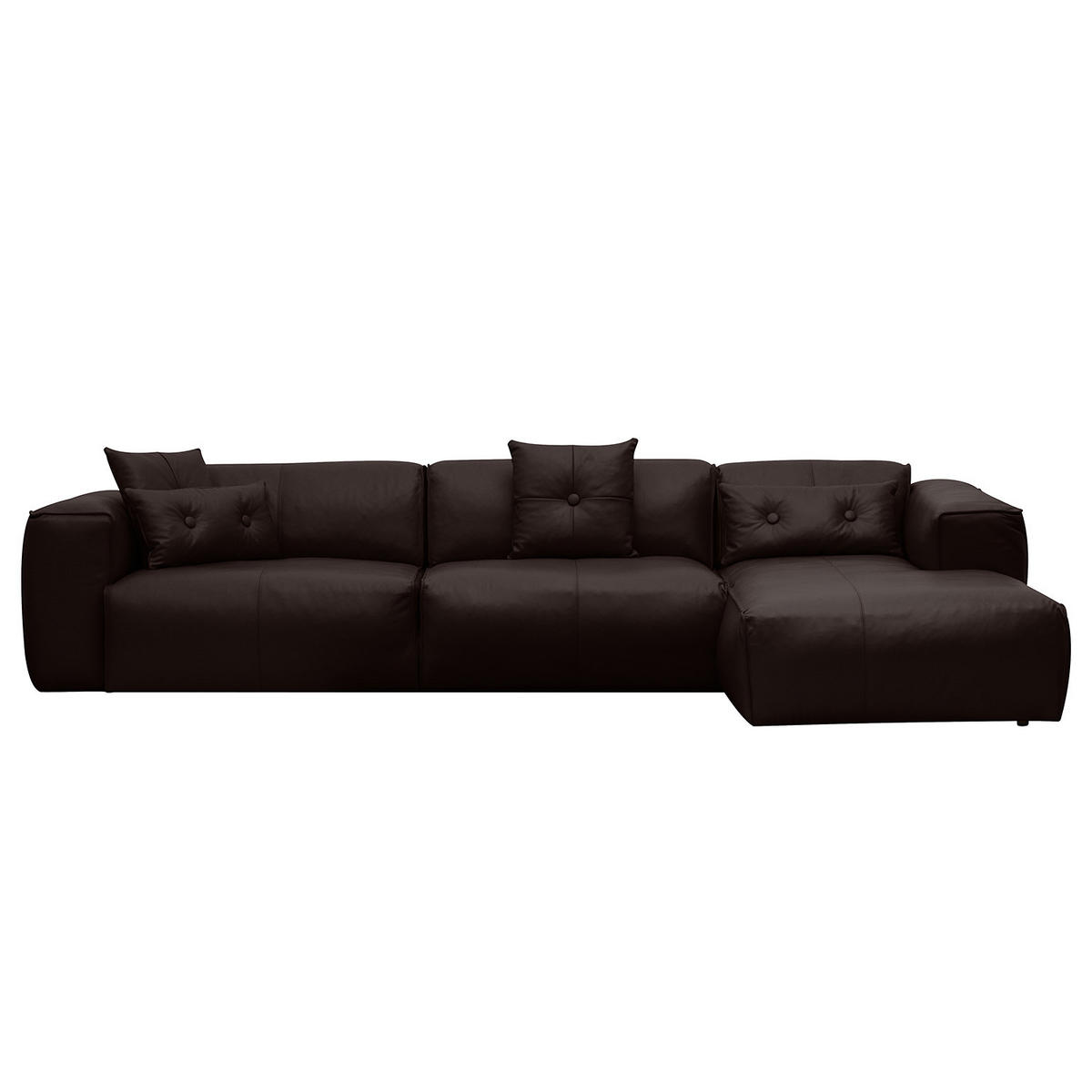 3-SITZER ECKSOFA mit Longchair - Dunkelbraun/Schwarz, Leder/Kunststoff (317/173cm) - home24