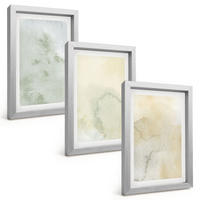 BILDER SET 3er Set - 20x30 cm Silberner Rahmen - Pastellfarbene Aquarelltexturen - Silberfarben, Kunststoff (20/30cm) - TULUP