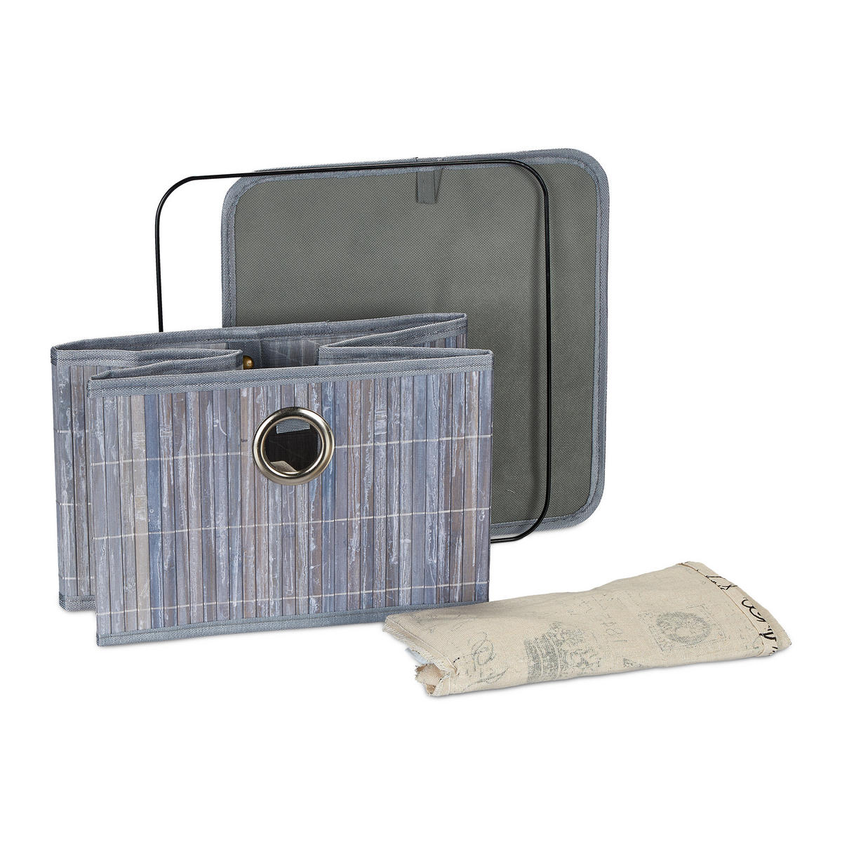 AUFBEWAHRUNGSKORB - Multicolor, Holz/Textil (31/20/31cm) - Relaxdays