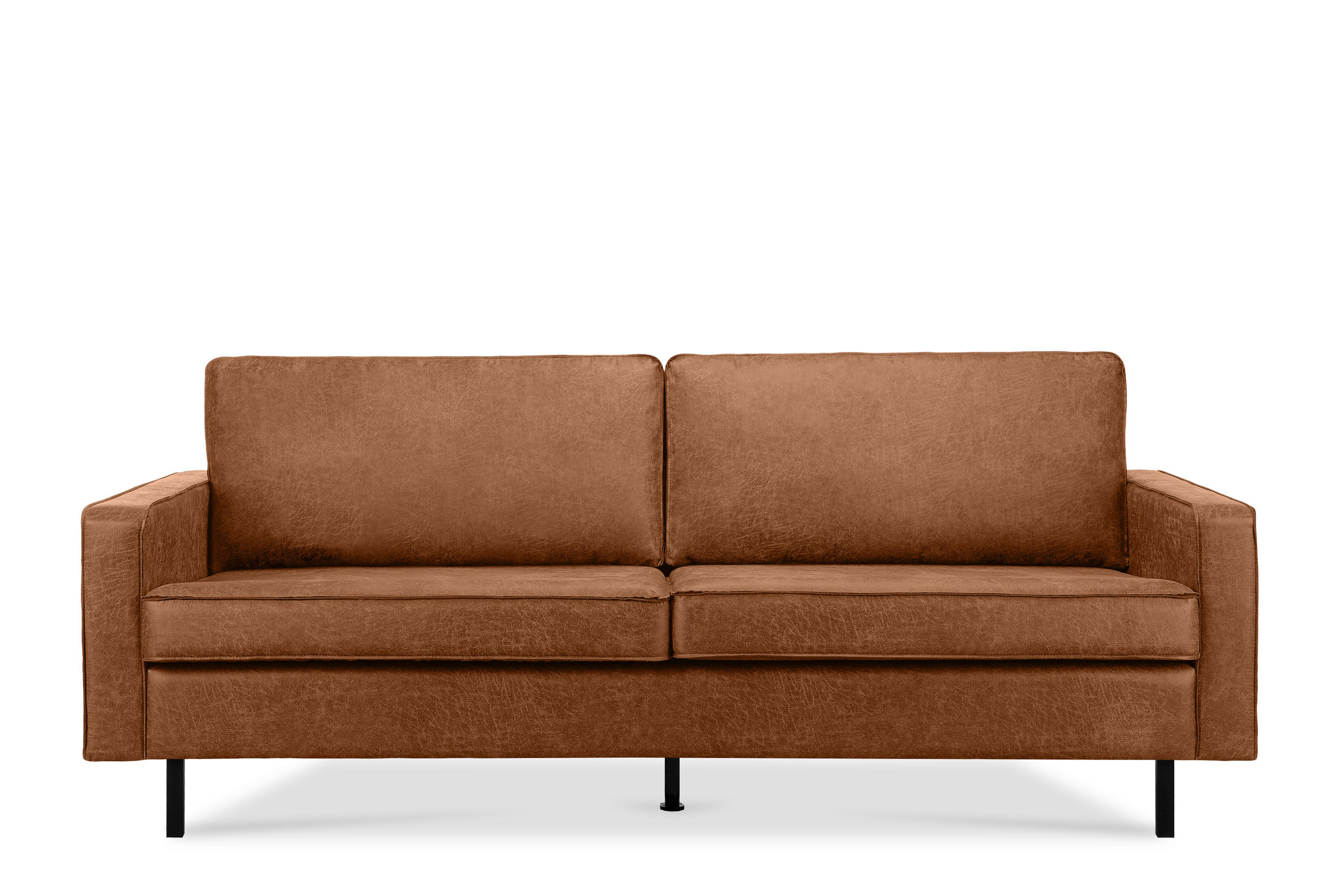 3-SITZER-SOFA INVIA Klassische-Stil mit Armlehnen, Lederoptik-Stoff, rot - Rot/Schwarz, Textil (209/87/98cm) - KONSIMO®