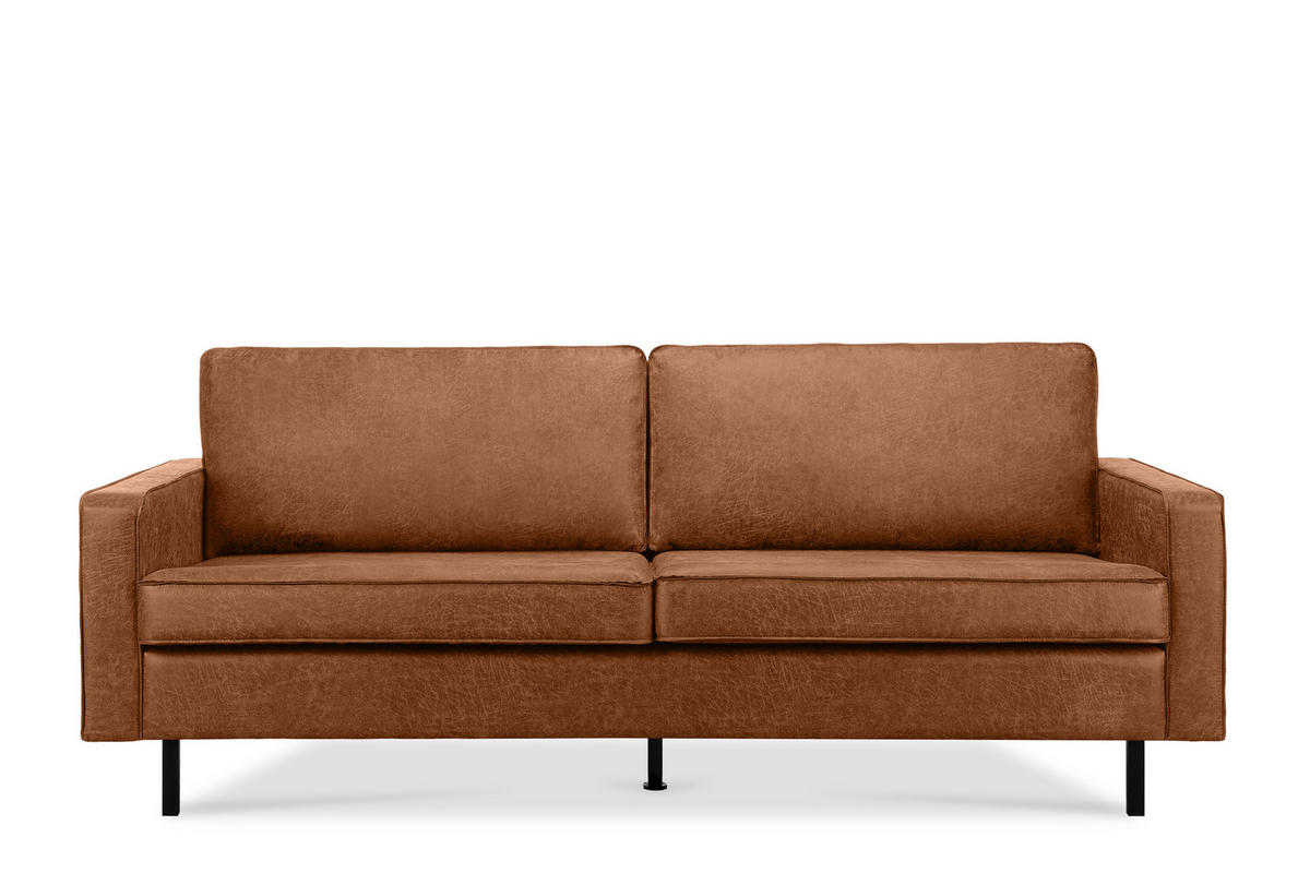 3-SITZER-SOFA INVIA Klassische-Stil mit Armlehnen, Lederoptik-Stoff, rot - Rot/Schwarz, Textil (209/87/98cm) - KONSIMO®