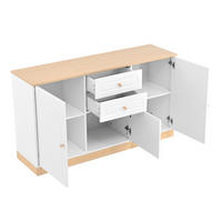 SIDEBOARD 135,5/39/76 cm in Weiß und Holzoptik mit 3 Türen und 2 Schubladen - Weiß, Holzwerkstoff (135.5/76/39cm) - Flora Grace
