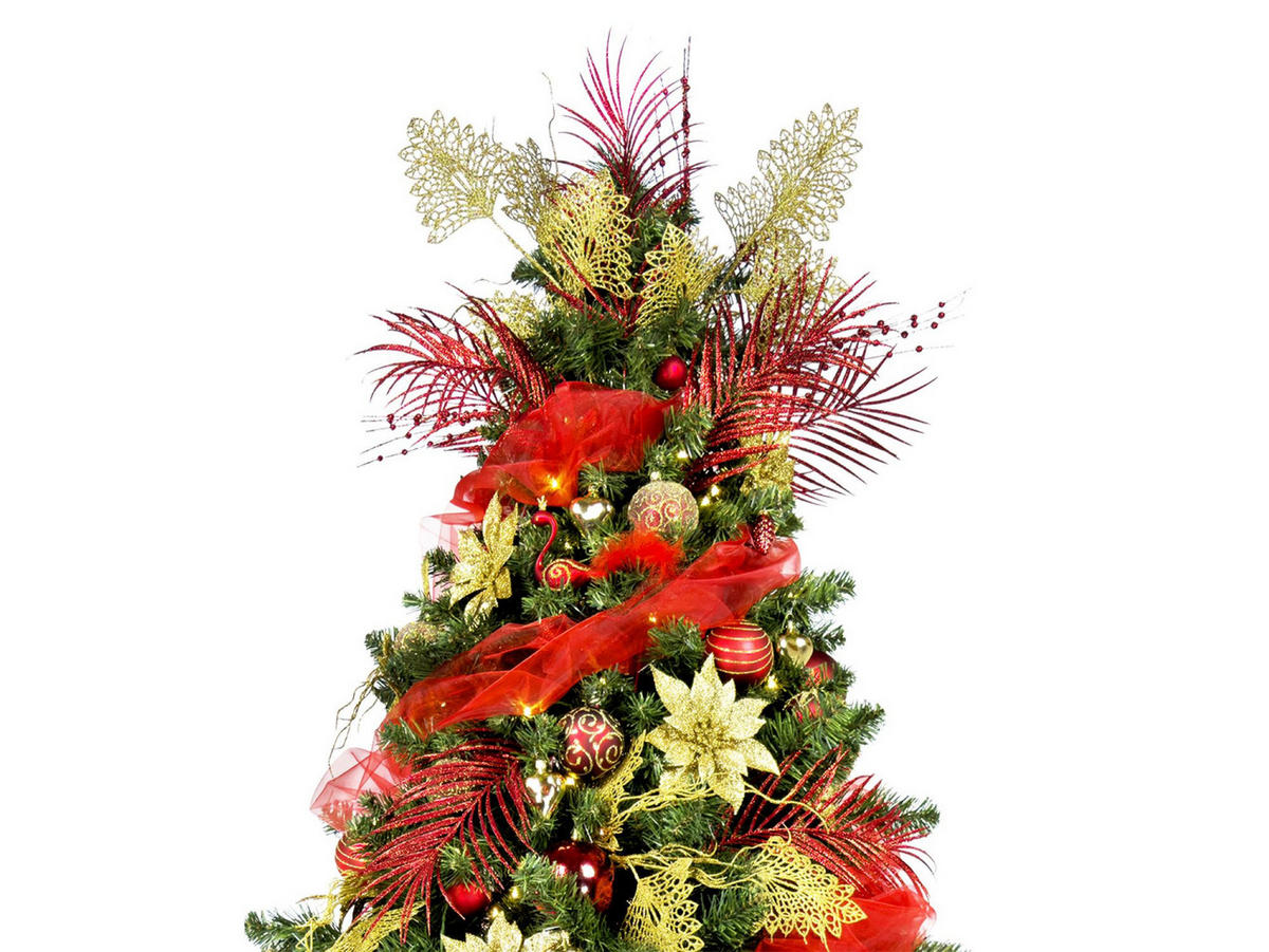 LAALU CHRISTBAUMKUGEL-SET 152 Stück in Luxus-Box PREMIUM CAESAR für Weihnachtsbaum 120-210 cm - Rot, Glas (55/50/75cm) - LAALU