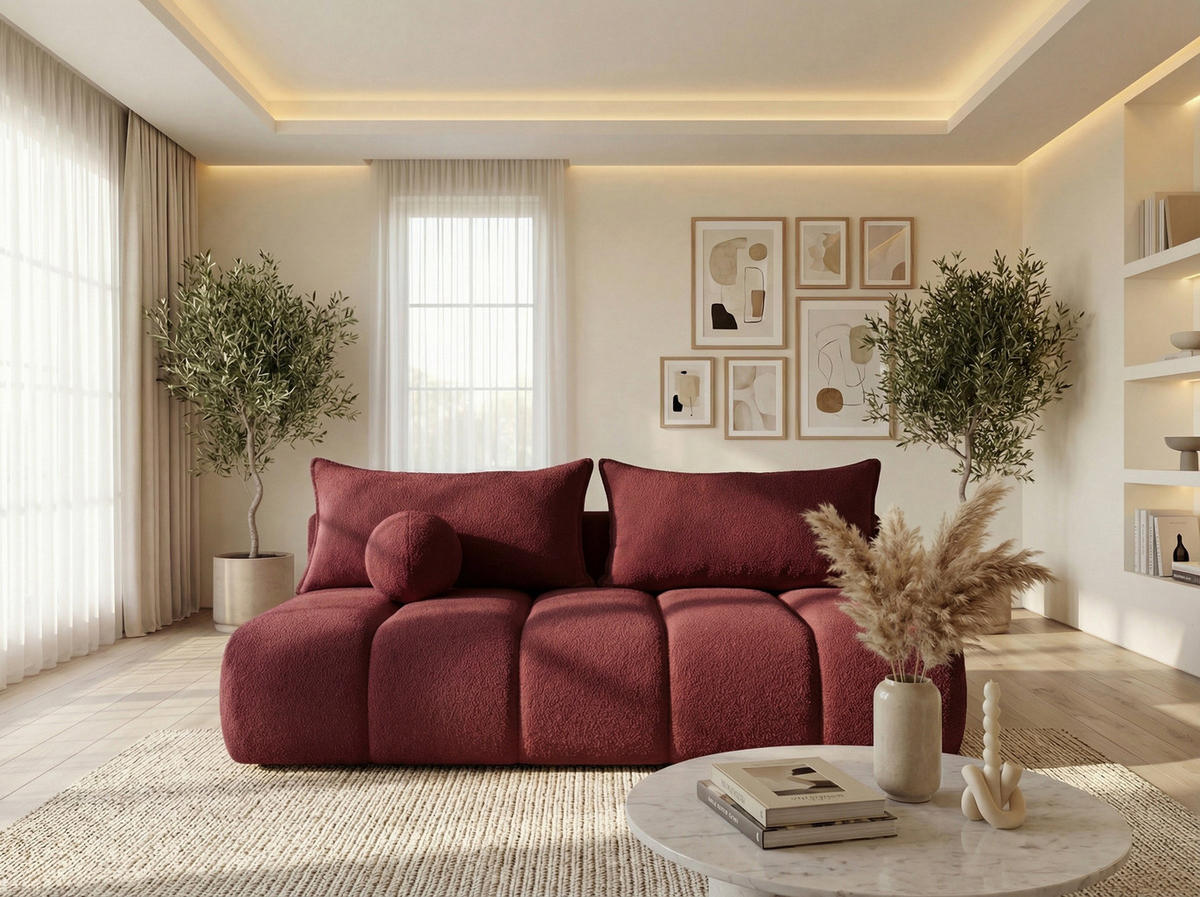 SCHLAFSOFA Milla mit Bettkasten, Weinrot Rot 205/97/103 cm - Rot, Textil/Metall (205/97/103cm) - WFL GROUP