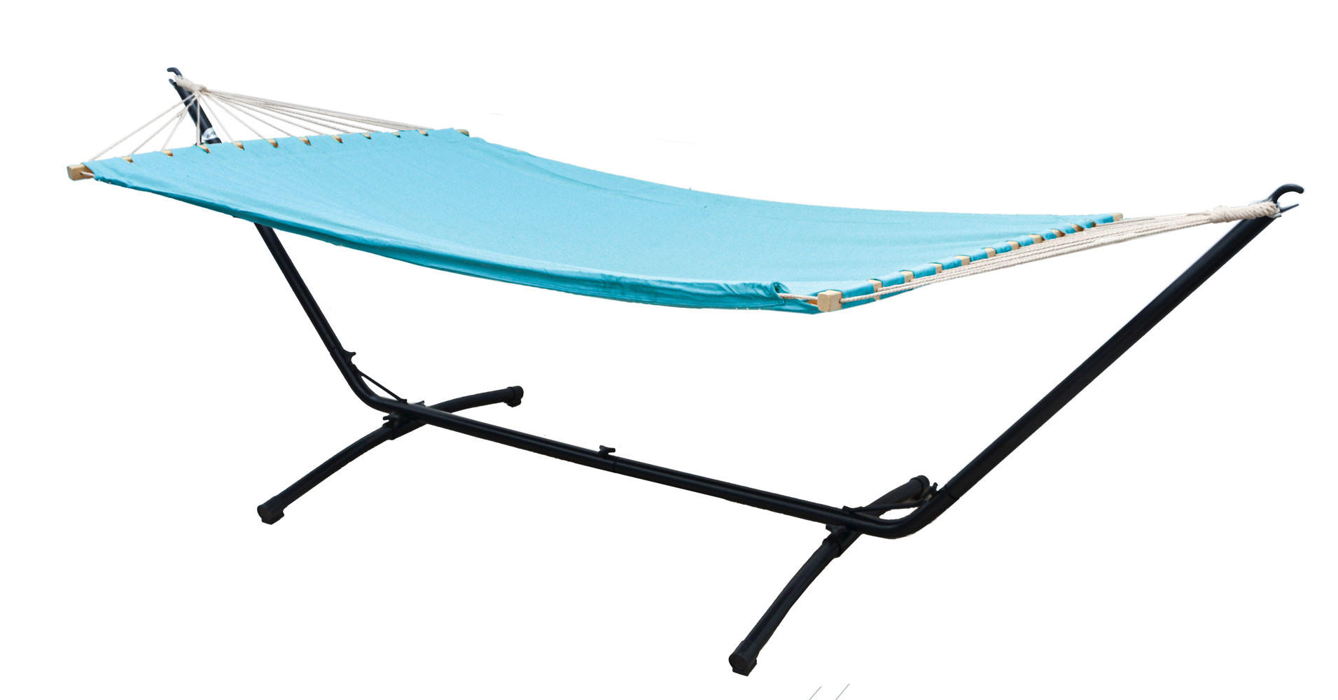 XL HÄNGEMATTE mit Gestell 310/100 cm, Blau/Schwarz - Schwarz, Metall (100/96/310cm) - Amanka