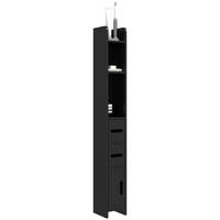 HOCHSCHRANK DE-12513 3 offene Fächer & 3 Schränke 15/17/120 cm Schwarz - Schwarz, Holzwerkstoff (17/120/15cm) - ComfortXL