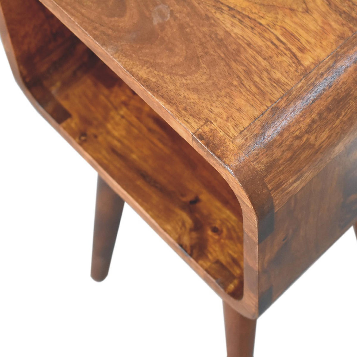 NACHTTISCH mit geschwungenem Design - Messingfarben/Braun, Holz/Metall (30/50/25cm) - Artisan Furniture