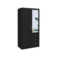 DREHTÜRENSCHRANK SEATTLE 100/200/58 cm in Schwarz - Schwarz, Holzwerkstoff (100/200/58cm) - Deine Möbel 24