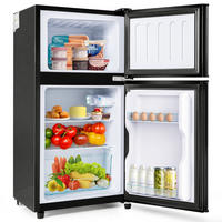 KÜHLSCHRANK 86,8cm Schwarz Doppeltür LED 60L modern - Schwarz, Kunststoff (45.5/42.5/86.8cm) - FLIEKS
