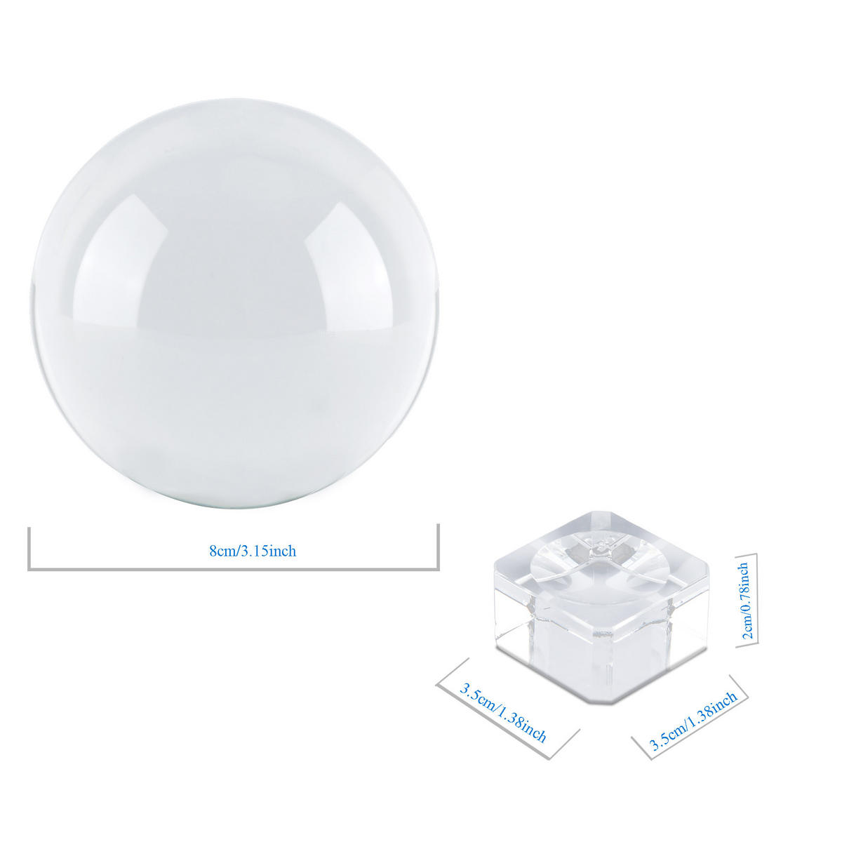 GLASKUGEL Fotokugel mit Ständer - Transparent, Glas (8cm) - Intirilife
